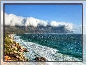 Południowa Afryka, Morze, Góry, Chmury, Kogel Bay