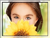 Dziewczynka, Sonecznik, Oczy, Kwiat