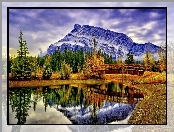 Park Narodowy Banff, Kanada, Lasy, Gry, Jesie, Prowincja Alberta, Most, Szczyt Mount Rundle, Jezioro Vermilion Lakes