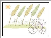 Dzieci, Grafika, Rower, Podróż