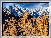 Góry, Stany Zjednoczone, Alabama Hills, Ośnieżone, Skały, Kalifornia