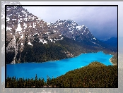 Chmury, Prowincja Alberta, Park Narodowy Banff, Kanada, Peyto Lake, Góry, Jezioro