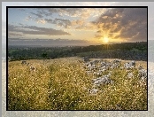 Promienie, Skały, Łąki, Panorama, Kamienie, Słońca