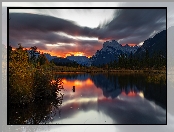 Wschód Słońca, Jezioro, Góry, Kanada, Park Narodowy Banff, Vermilion Lake